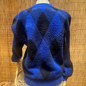 Burberry Blue and Black Argyle Sweater